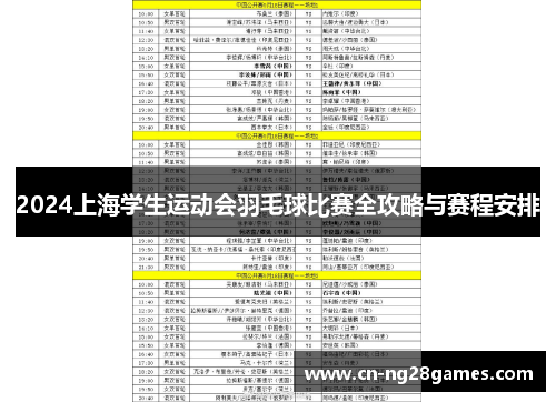 2024上海学生运动会羽毛球比赛全攻略与赛程安排